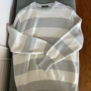 Brandy Melville Women’s Gray and White Striped Sweater